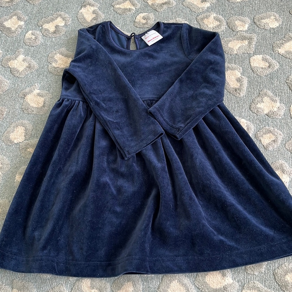 Hanna Andersson 18-24mo blue velvet dress. Free bloomers in matching size